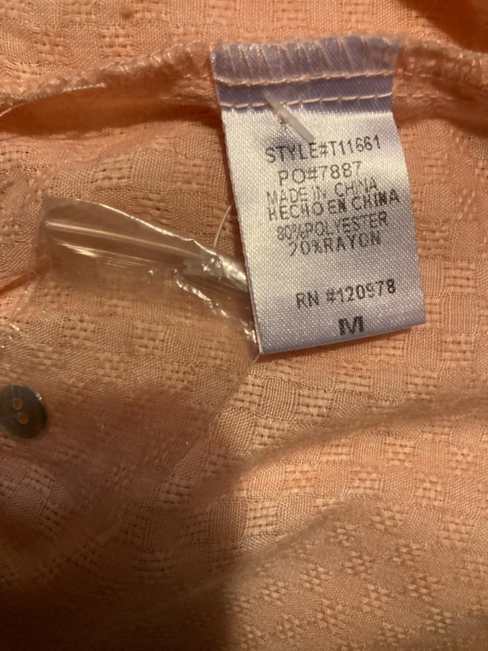 entro Peach Embroidered Lace-Trim Peplum Tunic - Picture 5 of 12